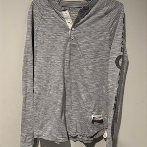 Champion Heather Gray Long Sleeve Henley Shirt